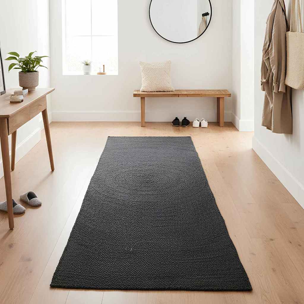Vidaxl tapis rectangulaire gris foncé 60 x 200 cm jute