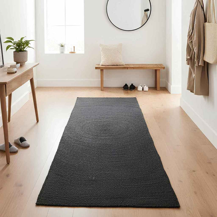 Vidaxl tapis rectangulaire gris foncé 80 x 400 cm jute