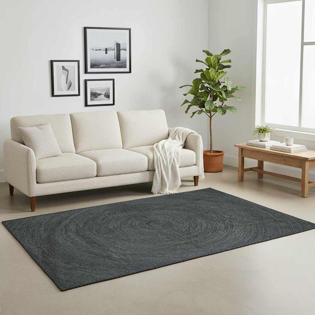 Vidaxl tapis carré gris foncé 300 x 300 cm jute