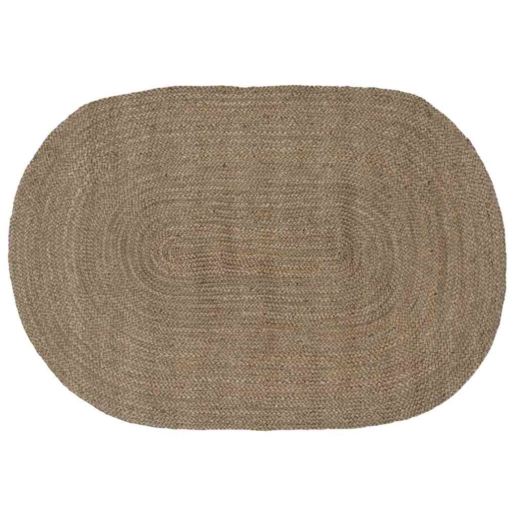 Vidaxl tapis ovale gris 122 x 183 cm jute