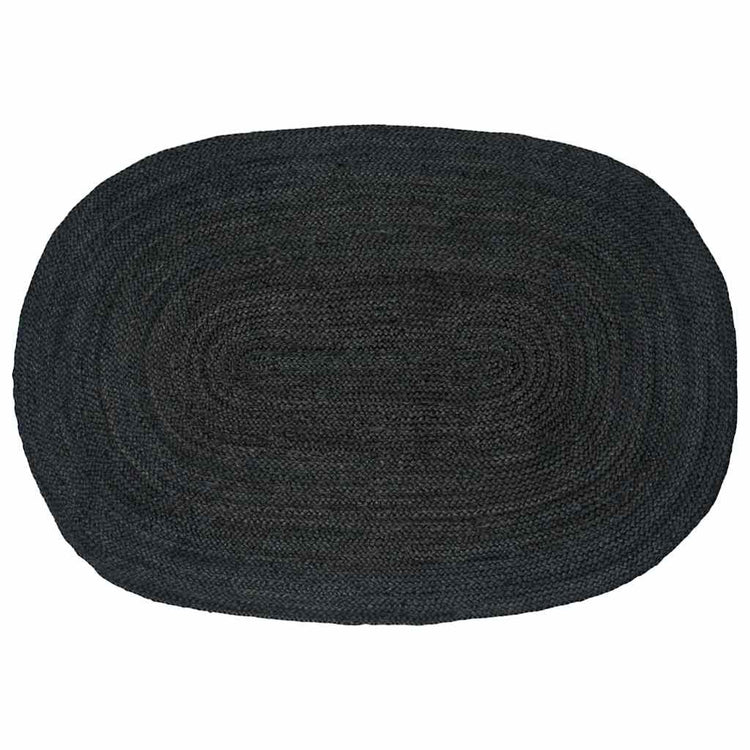 Vidaxl tapis ovale noir 122 x 183 cm jute