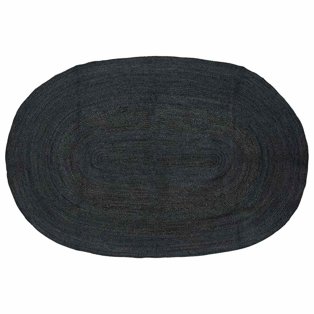 Vidaxl tapis ovale noir 205 x 305 cm jute