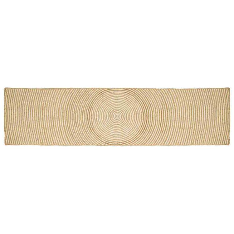 Vidaxl tapis naturel et blanc 80 x 400 cm jute