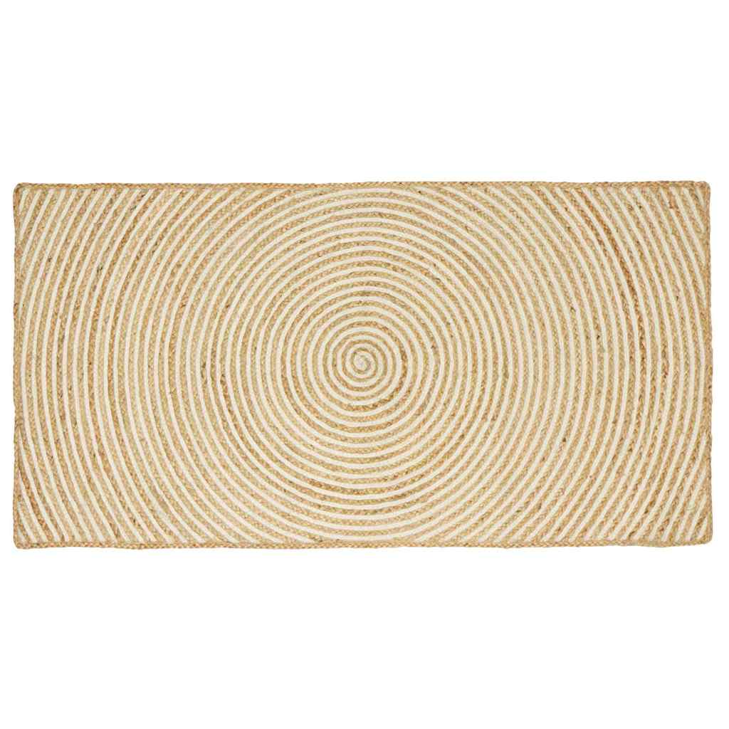 Vidaxl tapis naturel et blanc 100 x 200 cm jute