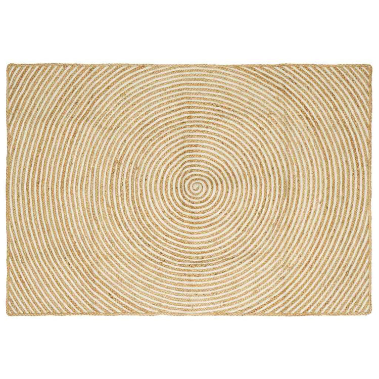 Vidaxl tapis naturel et blanc 140 x 200 cm jute