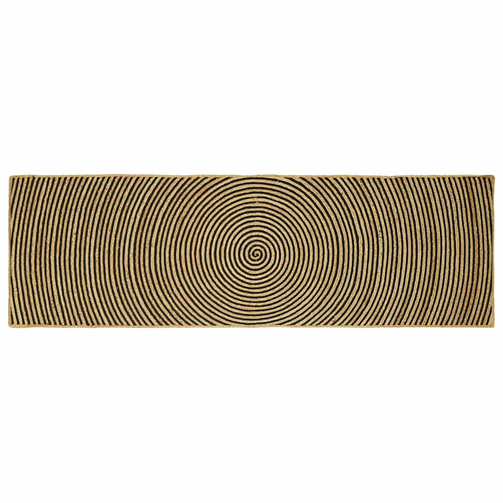 Vidaxl tapis naturel et noir 80 x 250 cm jute