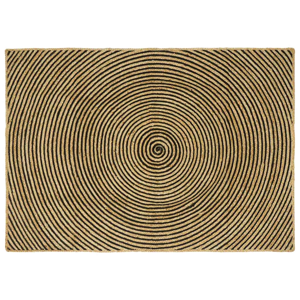 Vidaxl tapis naturel et noir 120 x 170 cm jute