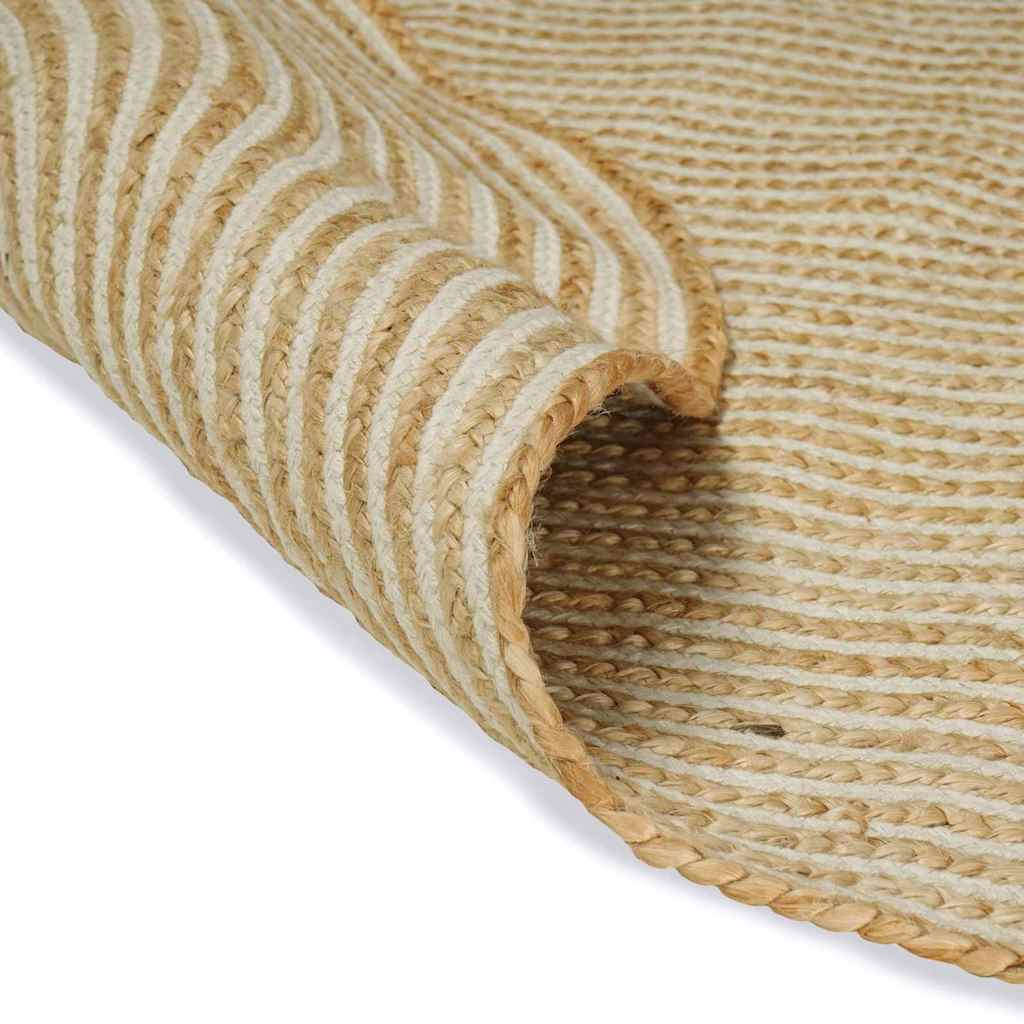 Vidaxl tapis naturel et blanc 100 x 152 cm jute