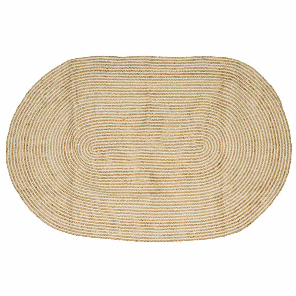 Vidaxl tapis naturel et blanc 205 x 305 cm jute