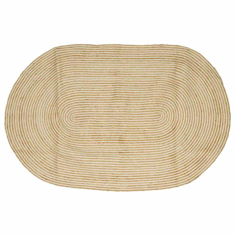 Vidaxl tapis naturel et blanc 205 x 305 cm jute