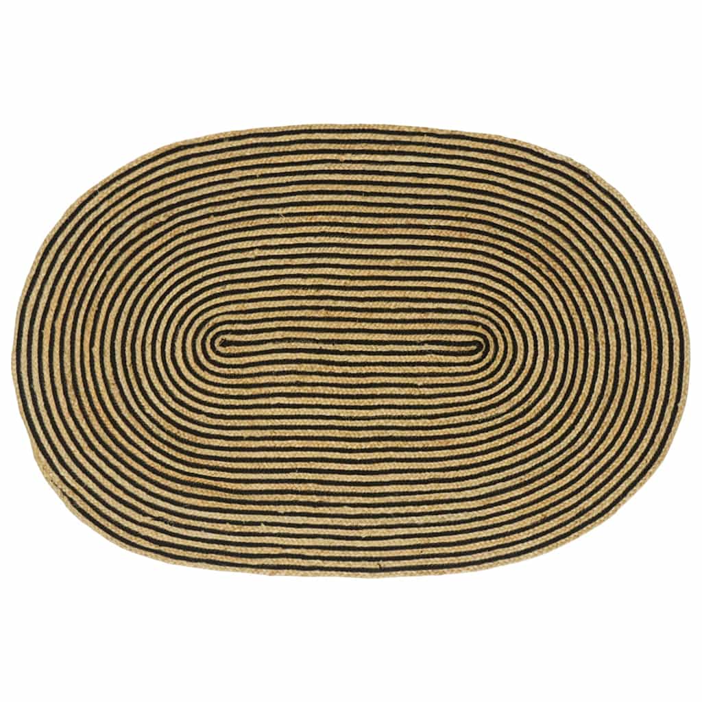 Vidaxl tapis naturel et noir 100 x 152 cm jute