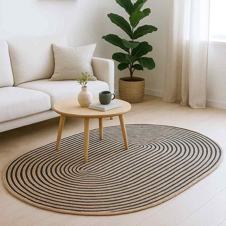 Vidaxl tapis naturel et noir 100 x 152 cm jute