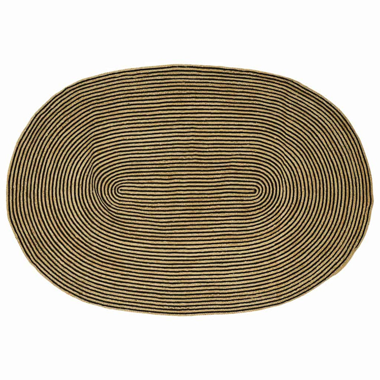Vidaxl tapis naturel et noir 152 x 245 cm jute