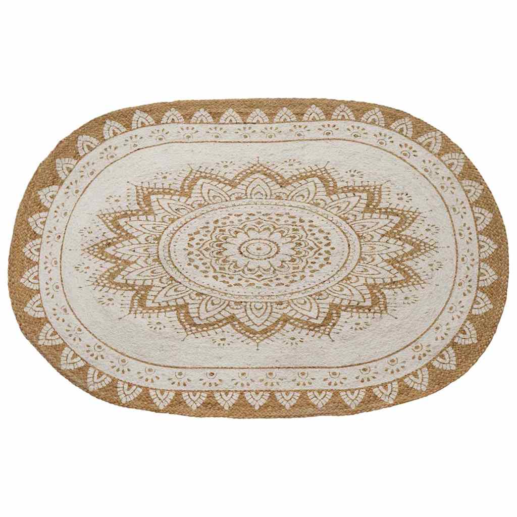 Vidaxx tapis de jute fleurs naturel 122 x 183 cm jute