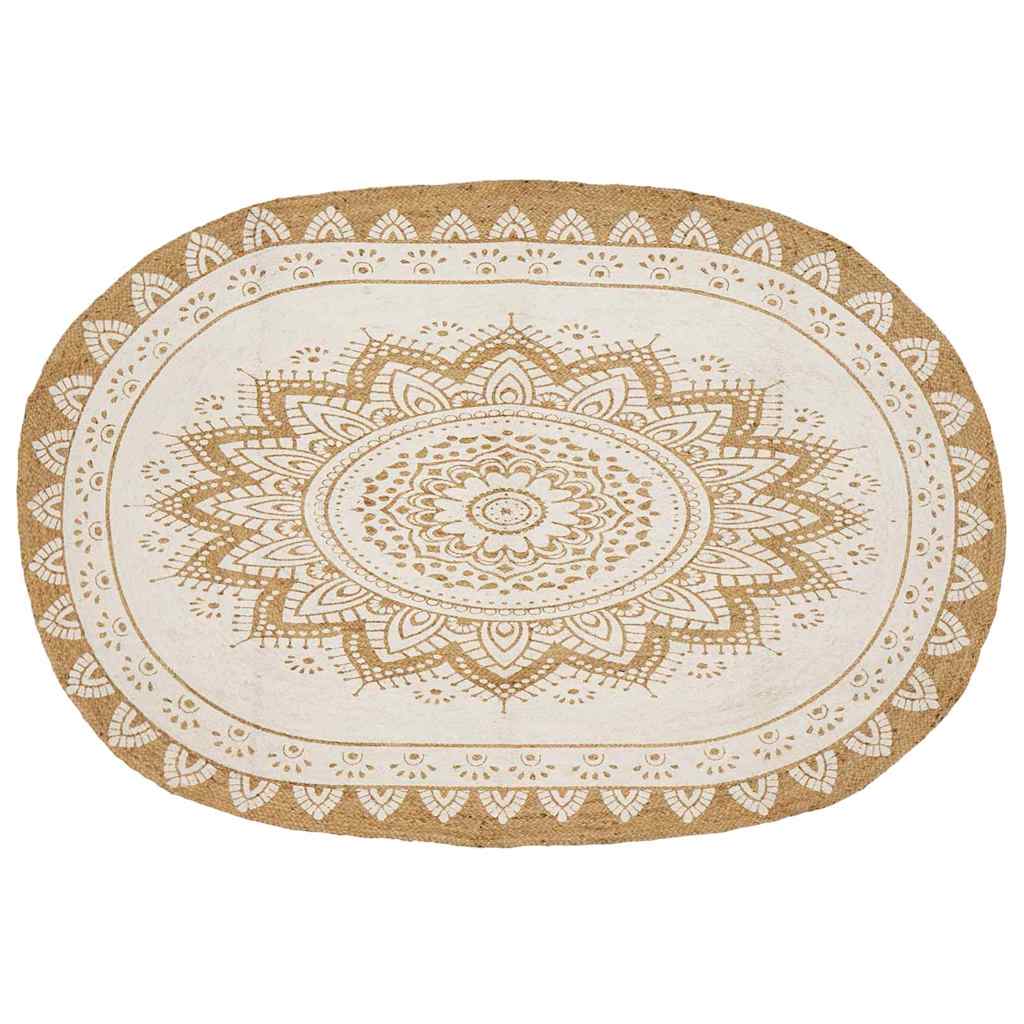 Vidaxx tapis de jute fleurs naturel 205 x 305 cm jute