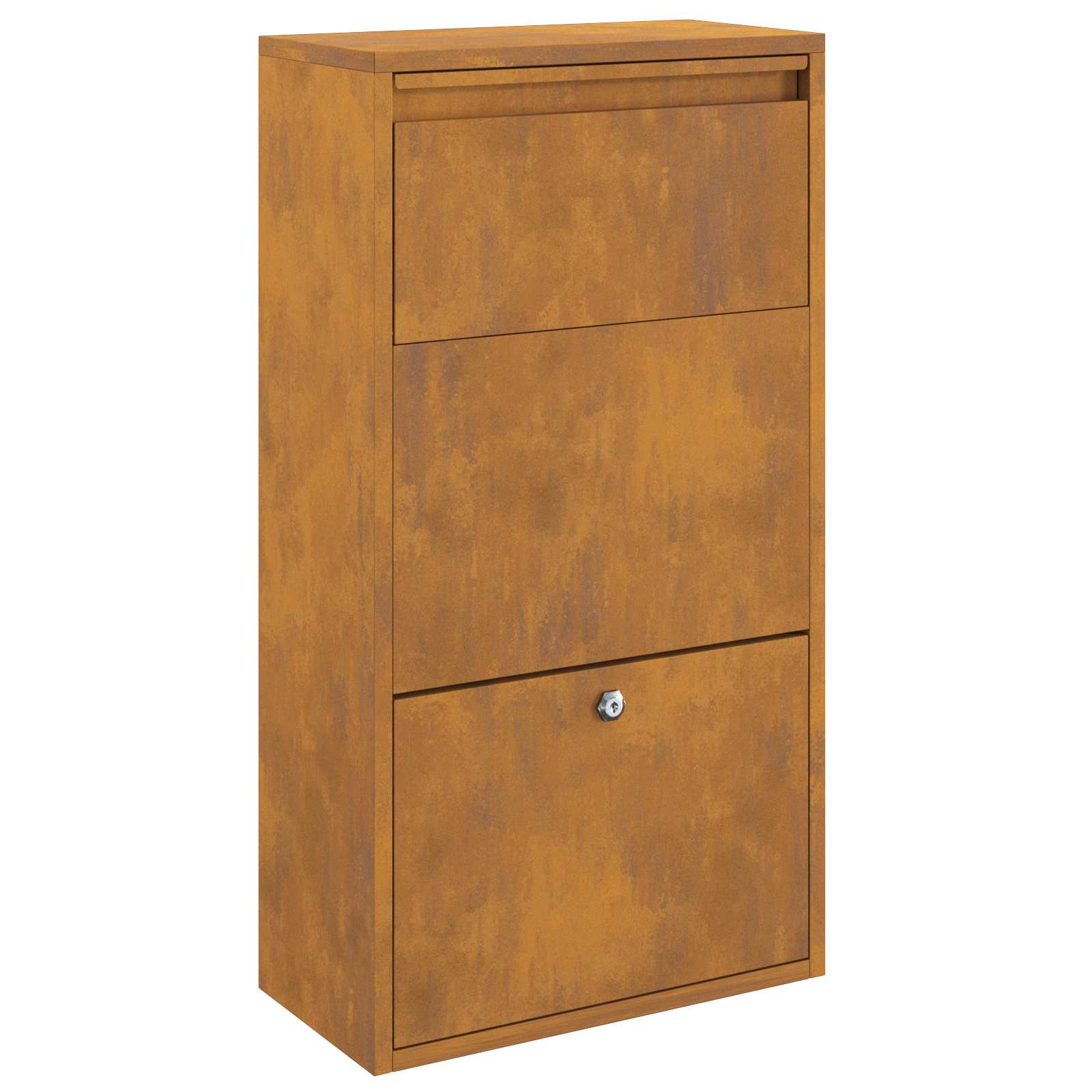 VidaXL boîte d'insertion d'emballage avec serrure rouillé 44 x 22 x 82 cm acier corten