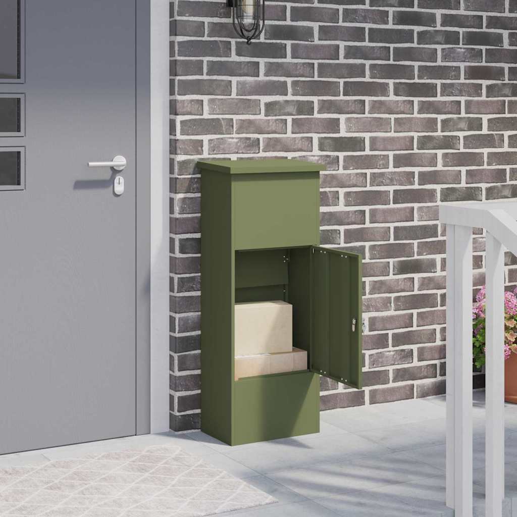 Vidaxx boîte à notice vert olive 44,5 x 29 x 110,5 cm acier