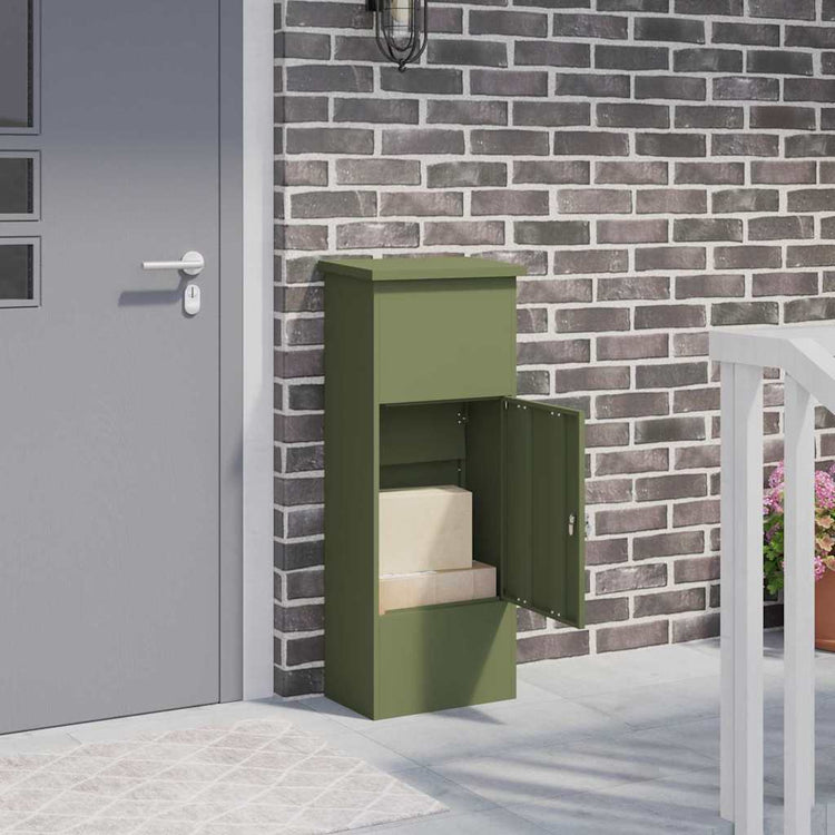 Vidaxx boîte à notice vert olive 44,5 x 29 x 110,5 cm acier