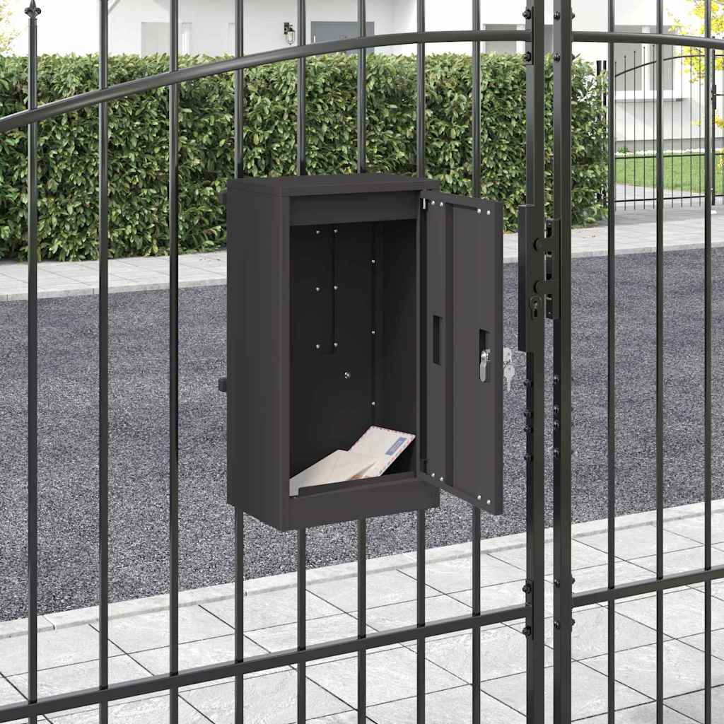 Vidaxx boîte aux lettres avec rangement avec porte noir 30 x 20 x 55 cm acier