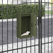 Vidaxx boîte aux lettres avec rangement avec serrure vert olive 30 x 20 x 55 cm acier - afbeelding 1