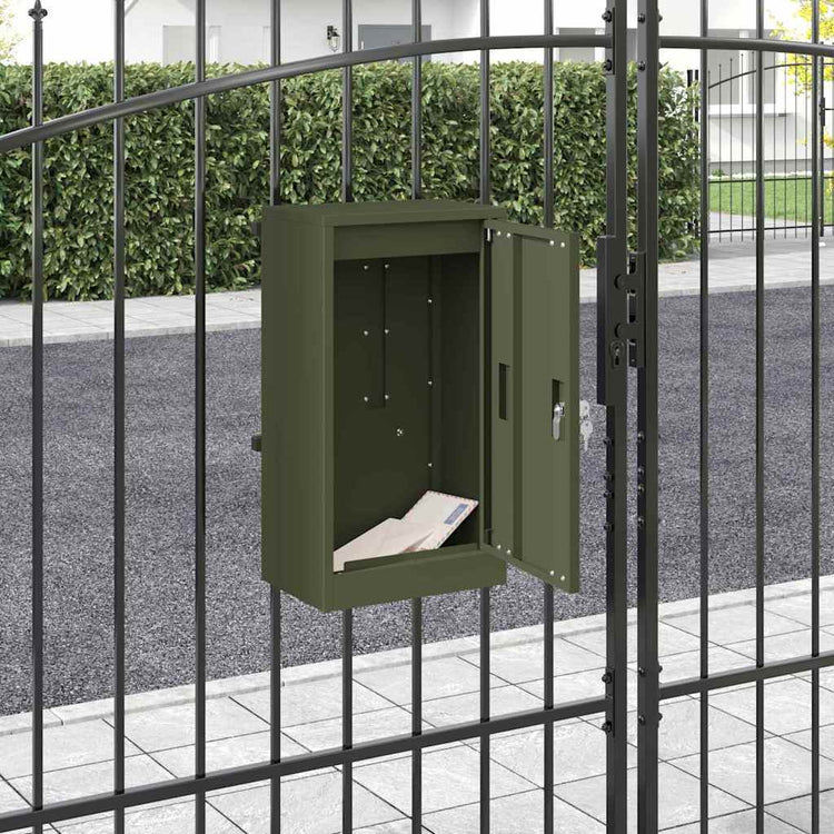 Vidaxx boîte aux lettres avec rangement avec serrure vert olive 30 x 20 x 55 cm acier
