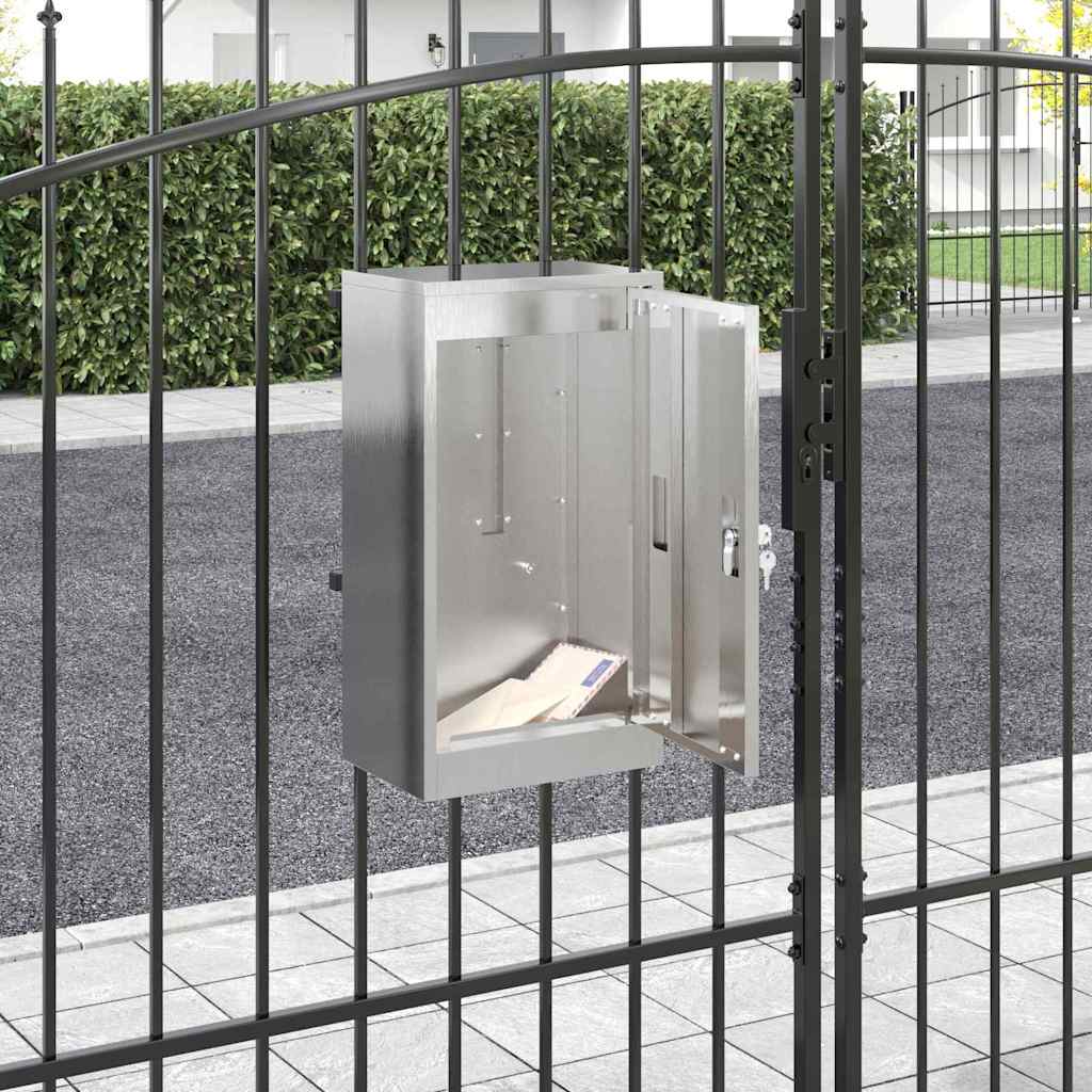 Vidaxx boîte aux lettres avec rangement argent 30 x 20 x 55 cm acier inoxydable