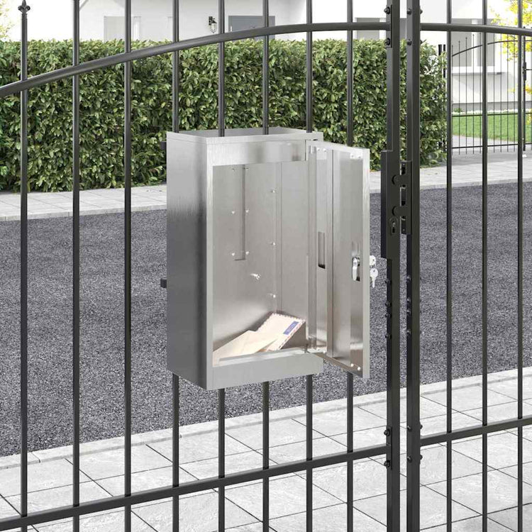 Vidaxx boîte aux lettres avec rangement argent 30 x 20 x 55 cm acier inoxydable