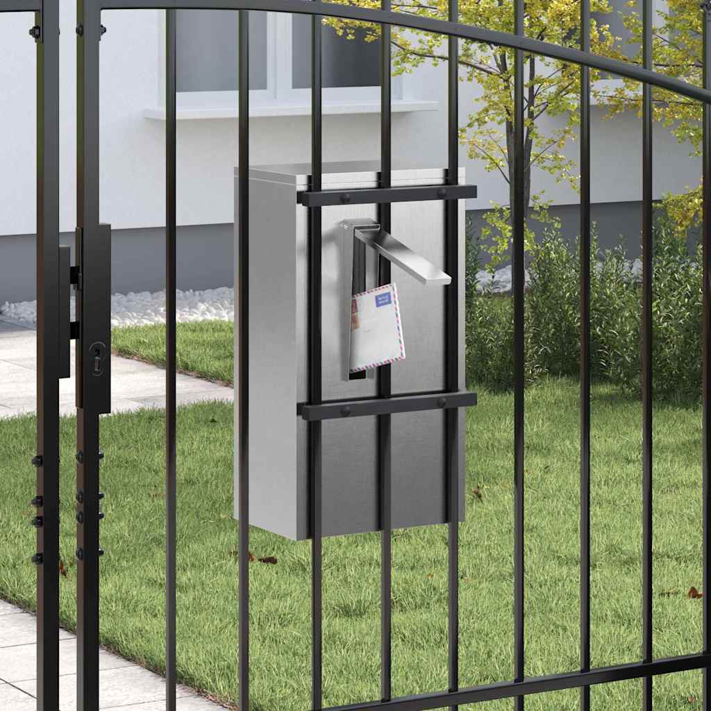 Vidaxx boîte aux lettres avec rangement argent 30 x 20 x 55 cm acier inoxydable