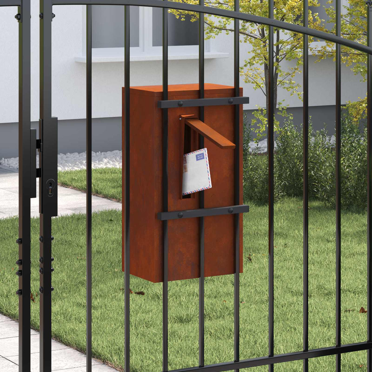 Vidaxx boîte aux lettres avec rangement rouillé 30 x 20 x 55 cm acier corten