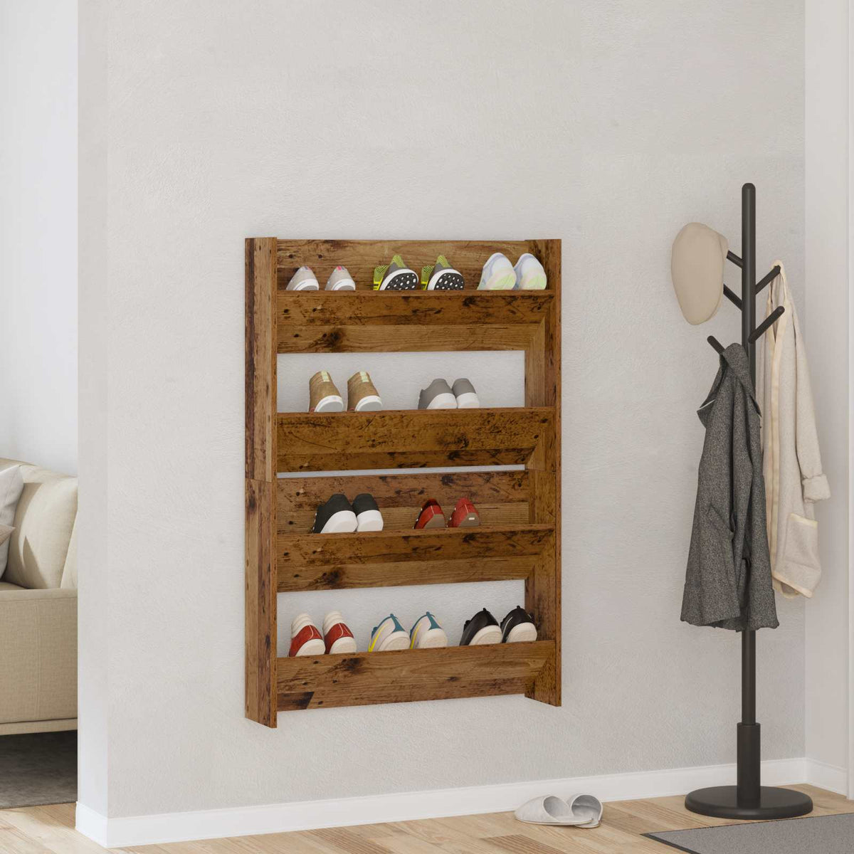 Vidaxl armoire à chaussures 2 pcs vieux bois 80 x 18 x 60 cm bois traité