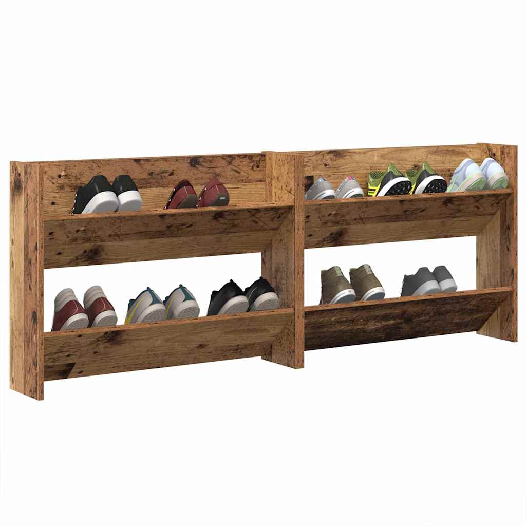 Vidaxl armoire à chaussures 2 pcs vieux bois 80 x 18 x 60 cm bois traité