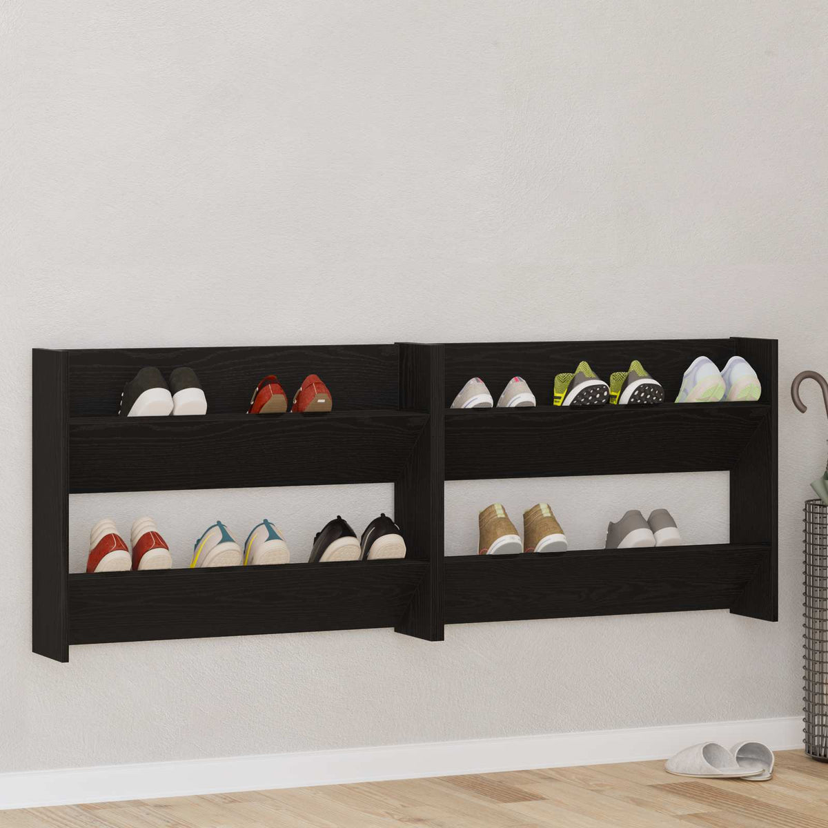 Vidaxx armoire à chaussures 2 pcs chêne noir 85 x 18 x 90 cm bois d'ingénierie