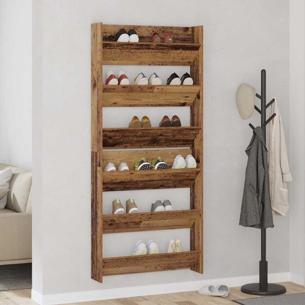 VidaXL armoire à chaussures 2 pcs vieux bois 85 x 18 x 90 cm bois traité