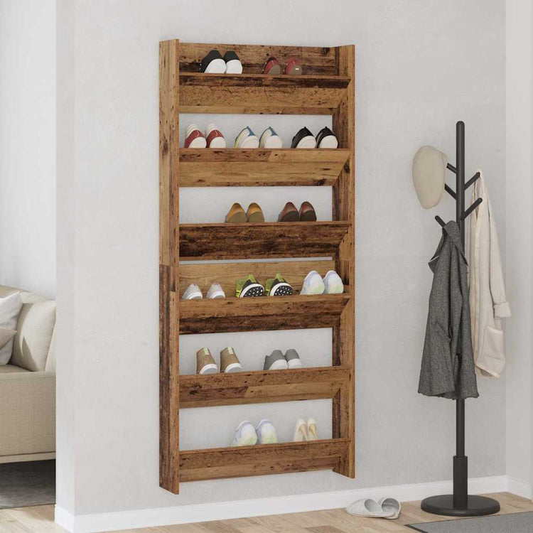 VidaXL armoire à chaussures 2 pcs vieux bois 85 x 18 x 90 cm bois traité