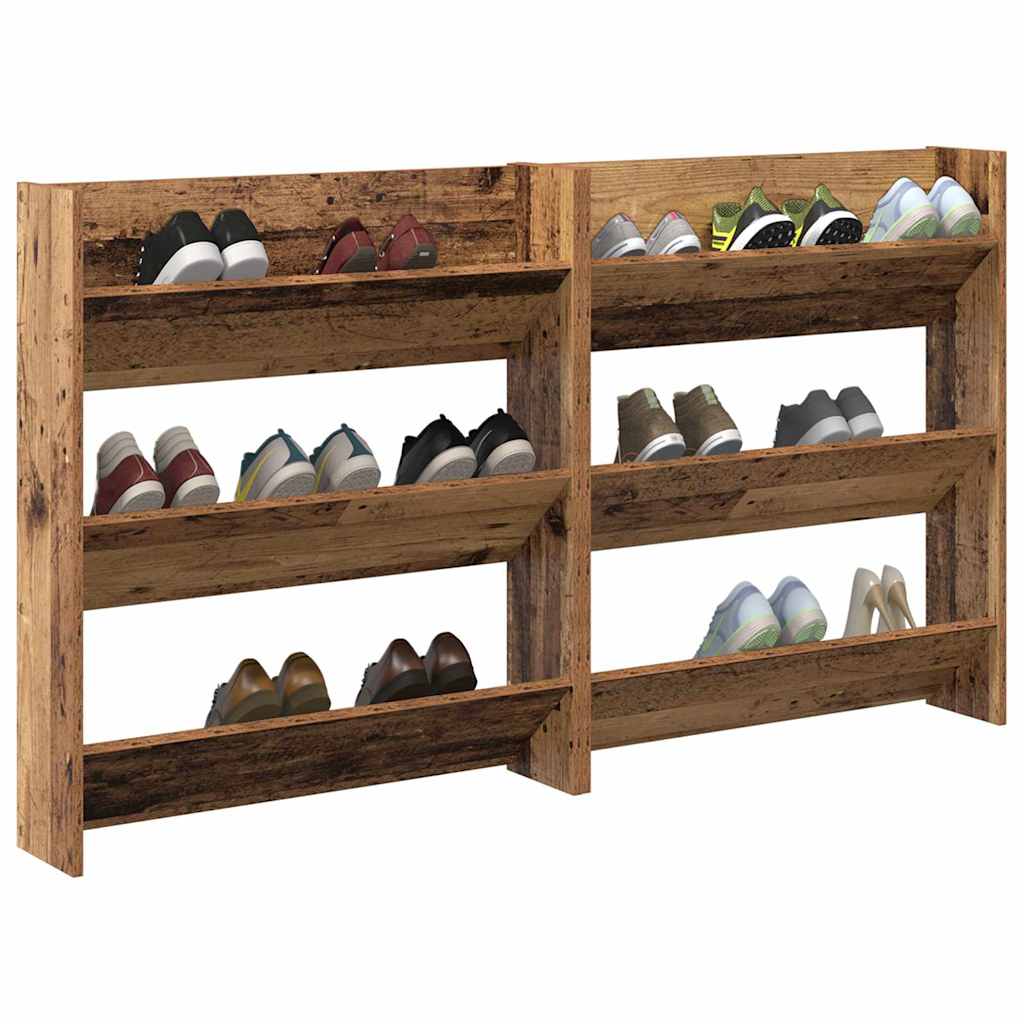 VidaXL armoire à chaussures 2 pcs vieux bois 85 x 18 x 90 cm bois traité
