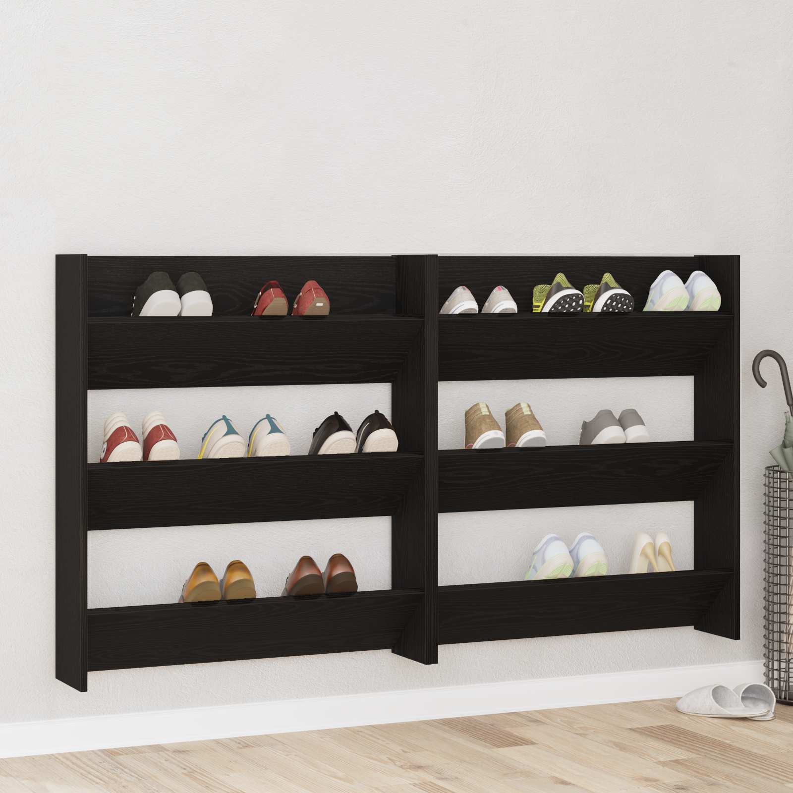Vidaxx armoire à chaussures 2 pcs chêne noir 85 x 18 x 90 cm bois d'ingénierie
