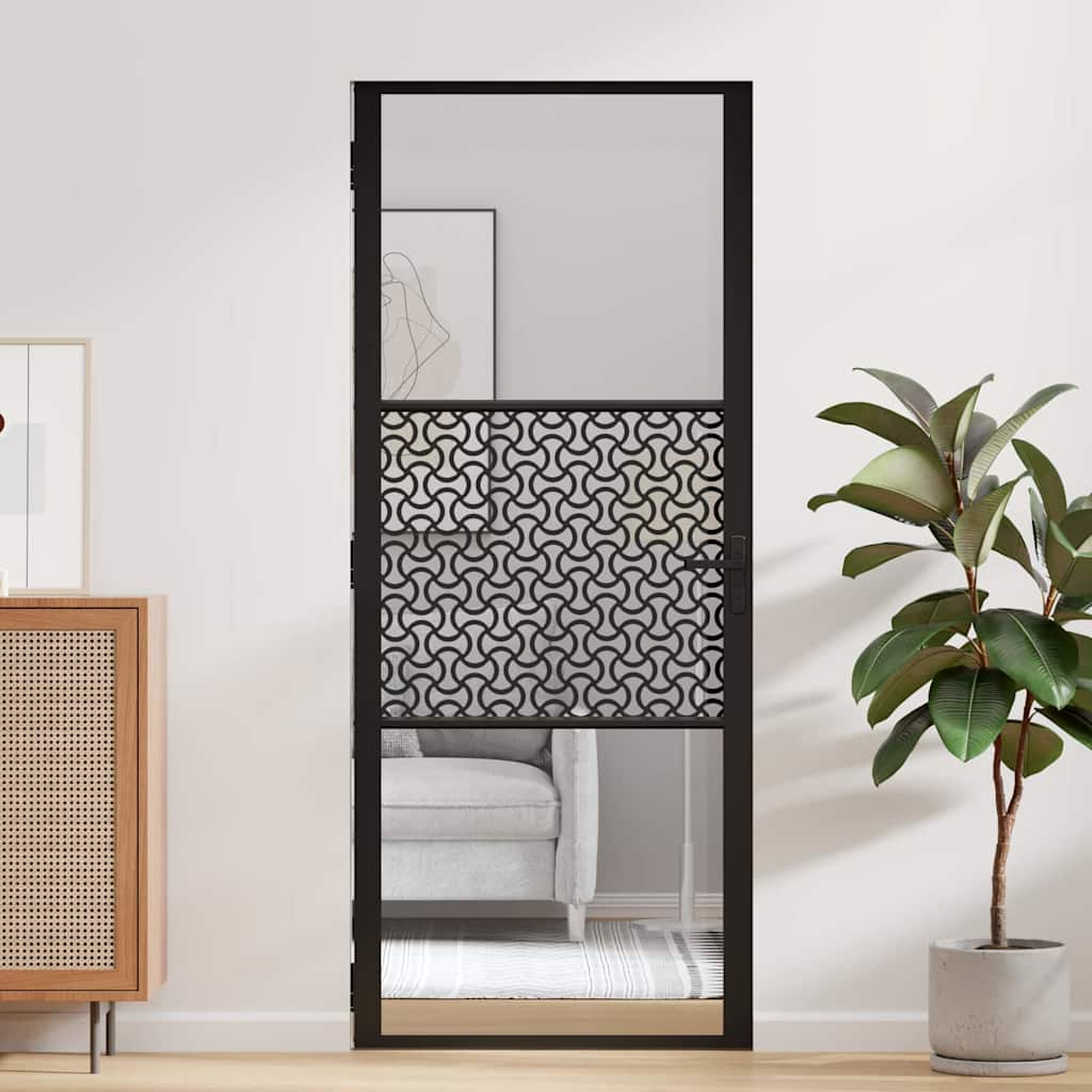 VidaXL porte en verre chantournée noir 76 x 3,5 x 201,5 cm aluminium