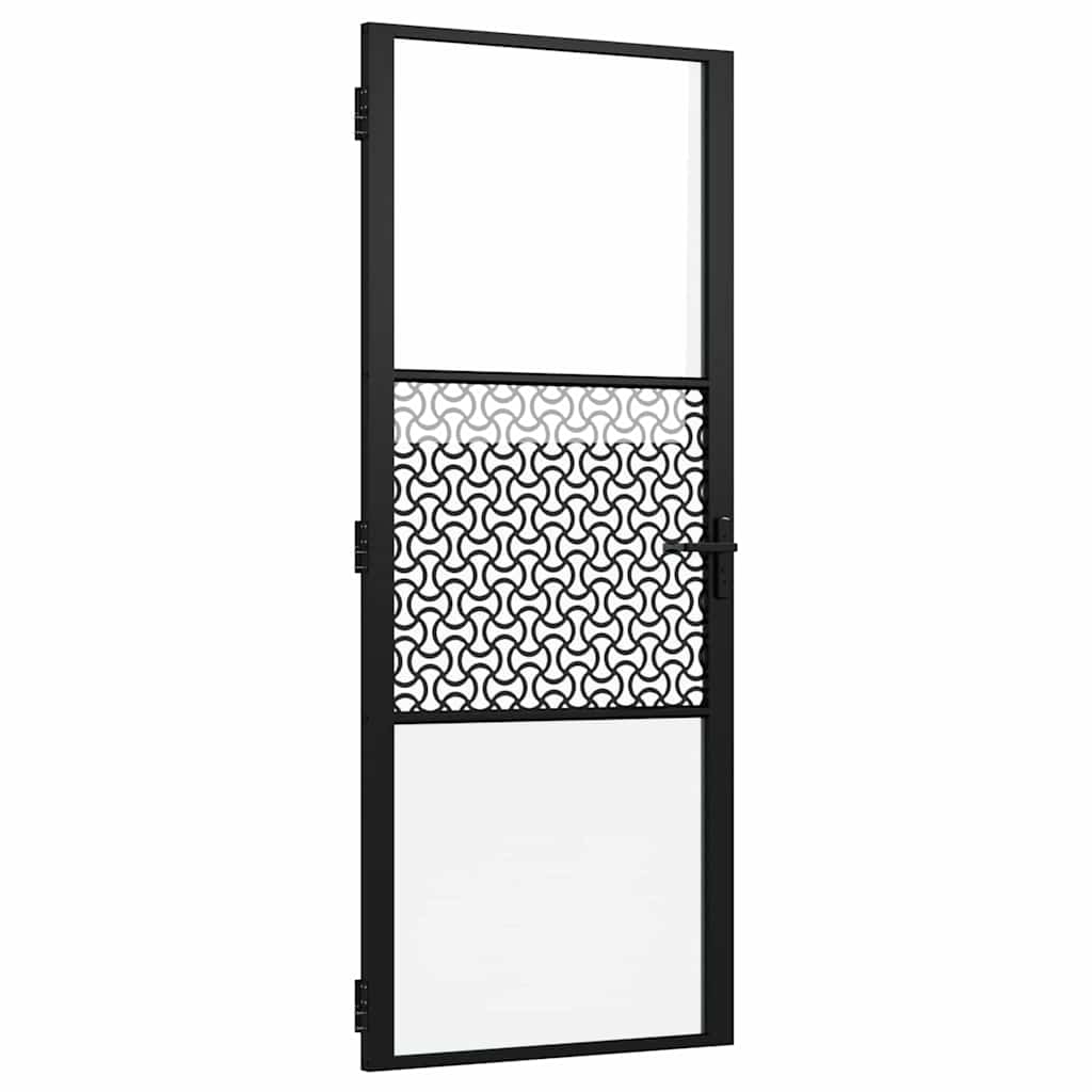 VidaXL porte en verre chantournée noir 76 x 3,5 x 201,5 cm aluminium