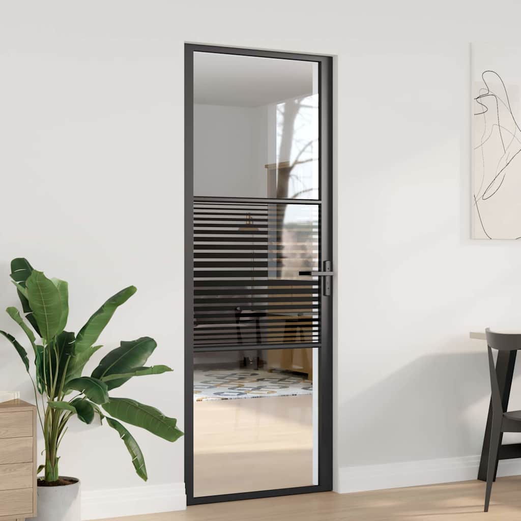 Vidaxx porte vitrée rayée noir 76 x 3,5 x 201,5 cm aluminium