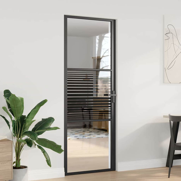 Vidaxx porte vitrée rayée noir 76 x 3,5 x 201,5 cm aluminium