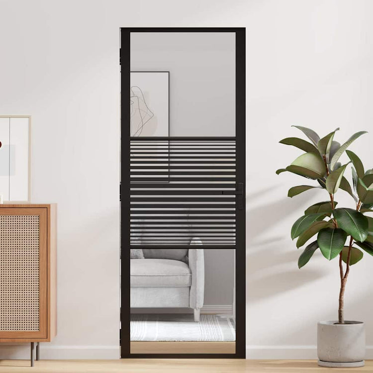 Vidaxx porte vitrée rayée noir 76 x 3,5 x 201,5 cm aluminium