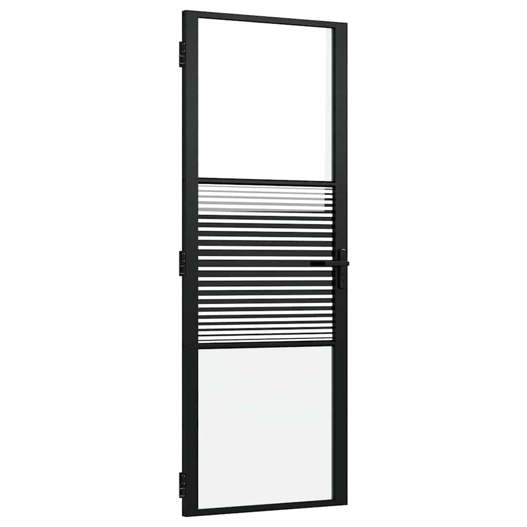 Vidaxx porte vitrée rayée noir 76 x 3,5 x 201,5 cm aluminium