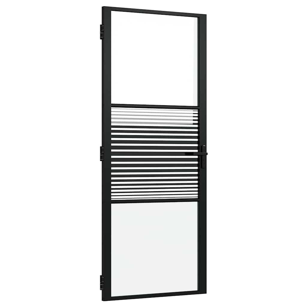 Vidaxx porte vitrée rayée noir 76 x 3,5 x 201,5 cm aluminium