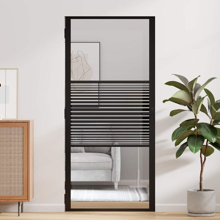 Vidaxx porte vitrée rayée noir 76 x 3,5 x 201,5 cm aluminium