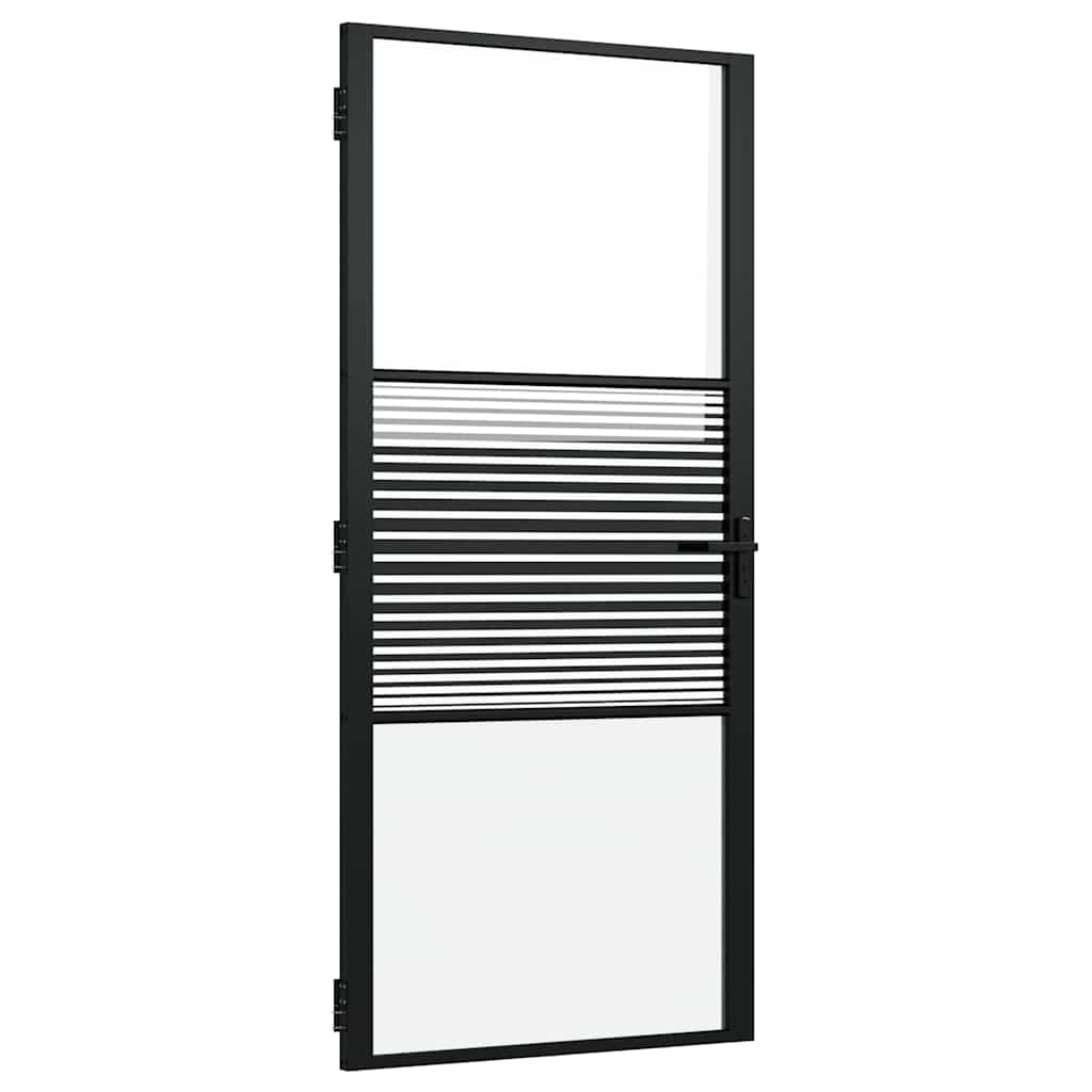 Vidaxx porte vitrée rayée noir 76 x 3,5 x 201,5 cm aluminium