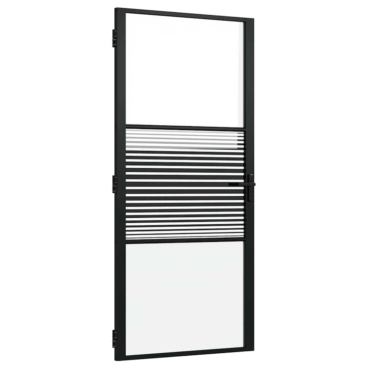 Vidaxx porte vitrée rayée noir 76 x 3,5 x 201,5 cm aluminium