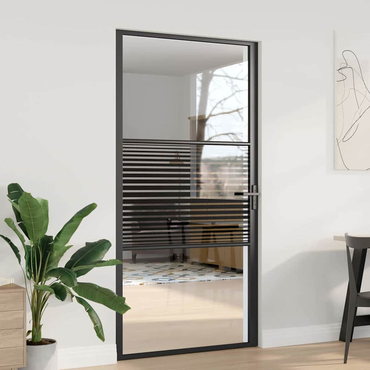 Vidaxx porte vitrée rayée noir 76 x 3,5 x 201,5 cm aluminium