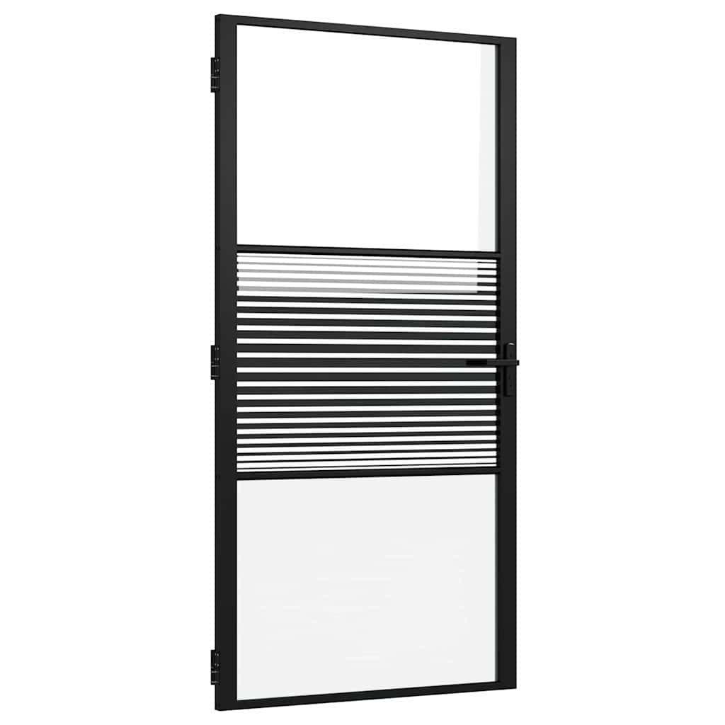Vidaxx porte vitrée rayée noir 76 x 3,5 x 201,5 cm aluminium