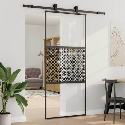 Vidaxx porte vitrée chantournée noir 90 x 2 x 205 cm aluminium