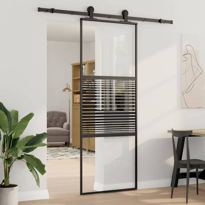 Vidaxx porte vitrée rayée noir 90 x 2 x 205 cm aluminium